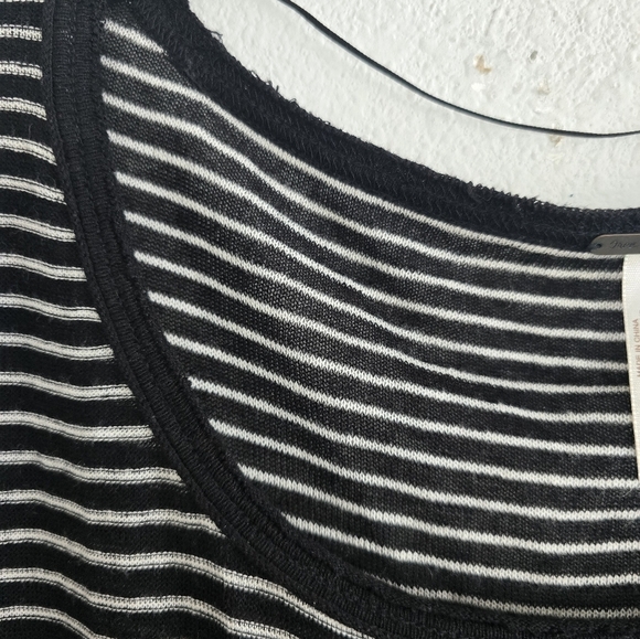 Free People Linen Blend Crochet Love Me Do Blouse Top Sz M Stripe Oversize - Picture 12 of 16